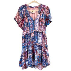 By Anthropologie Robin Tiered Mini Dress, Light Mauve, Size Small